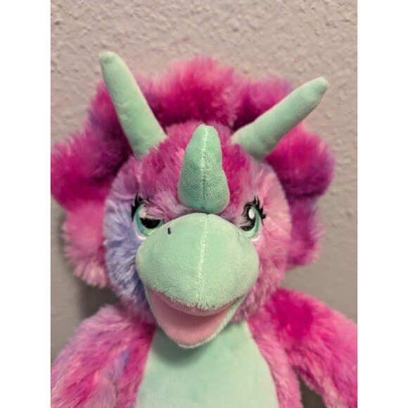 Build-A-Bear Triceratops Dinosaur Plush 17" Rainbow Dreams Pink BABW Dino Toy - Picture 2 of 10